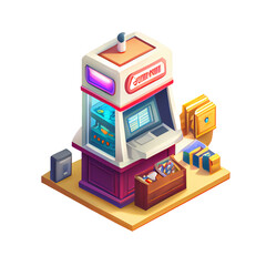 Isometric Bank Game Asset with Transparent Background