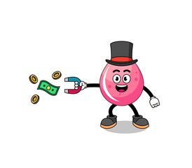 Fototapeta na wymiar Character Illustration of strawberry juice catching money with a magnet