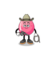 Character mascot of strawberry juice as a cowboy