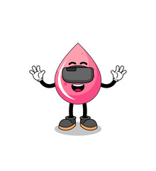 Illustration of strawberry juice with a vr headset