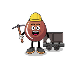 Mascot Illustration of chocolate drop miner