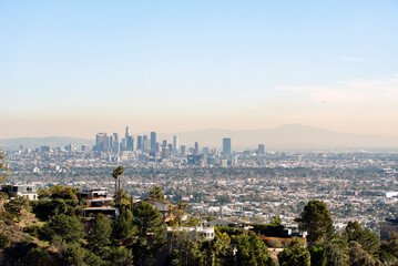 Fototapeta premium Los Angeles city center during an unhealthy air day