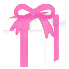 White Gift Box with Pink Ribbon