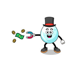 Fototapeta na wymiar Character Illustration of milk drop catching money with a magnet
