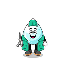 Illustration of milk drop mascot as a surgeon