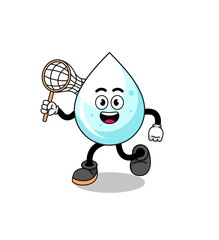 Cartoon of milk drop catching a butterfly