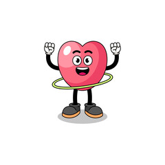 Character Illustration of heart symbol playing hula hoop
