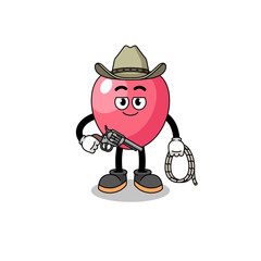 Character mascot of heart symbol as a cowboy