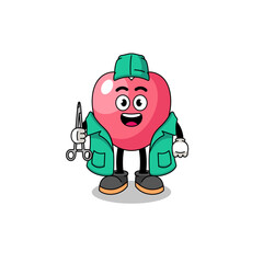 Illustration of heart symbol mascot as a surgeon