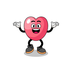 heart symbol cartoon searching with happy gesture