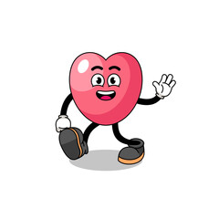 heart symbol cartoon walking