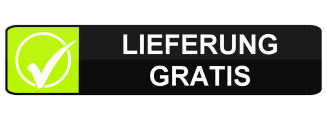 Grün schwarzer Button mit Häkchen Symbol - Lieferung gratis