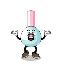 cotton bud cartoon searching with happy gesture