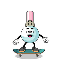 cotton bud mascot playing a skateboard