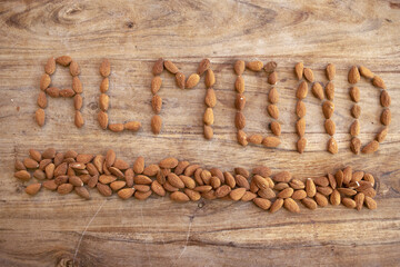 almond written with its seeds