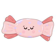 Kawaii pink candy on transparent background 