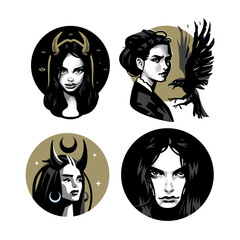 ollection of womens portraits. Woman in different forms. Vector illustration.