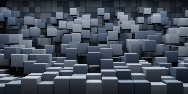 Fototapeta 3d rendering abstract background of randomly positioned ascending dark cubes