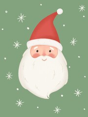 Santa Claus illustration. Merry Christmas cute postcard print