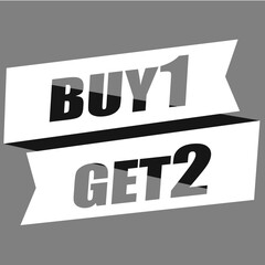 Buy 1 get 2 sale banner template. Vector illustration 