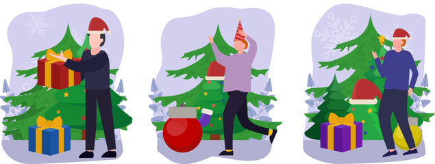Christmas Celebration Flat Bundle Design Illustration