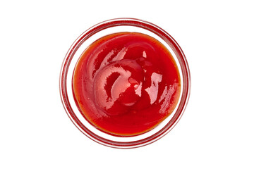 Bowl of Tomato Sauce or Ketchup, isolated on white background.
