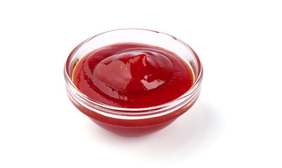 Bowl of Tomato Sauce or Ketchup, isolated on white background.