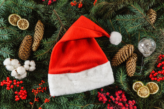 Santa's hat on the Christmas decoration