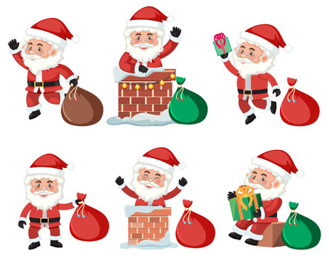 Set of Santa Claus cartoon character