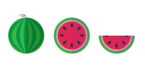 Set of watermelon isolated on white background