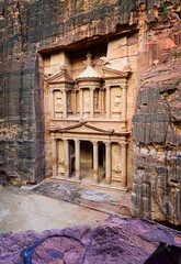 Petra Treasury or Al Khazneh Monastery in the ancient city of Petra-Jordan- UNESCO World Heritage Site