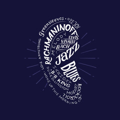 Fototapeta premium Musical ear conceptual hand lettering