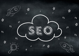Fototapeta na wymiar SEO search engine optimization, link building and online marketing image