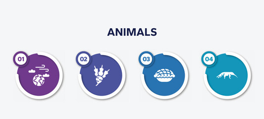 infographic element template with animals filled icons such as atmosphere, beet, pie, anteater vector.