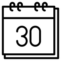 30 th day calendar date time icon