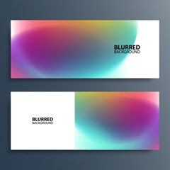Fototapeta premium Set of abstract blurred multicolored horizontal banners with blurred color gradients. Bright color backgrounds. Vector illustration.