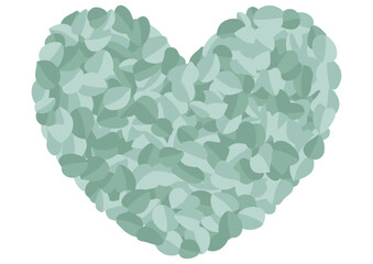 Heart made of green eucalyptus leaves