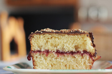 Pum-cake casero, de chocolate y frambuesa