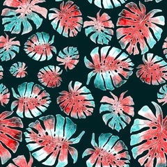 Möbelaufkleber Watercolor seamless pattern with colorful abstract tropical leaves. Bright summer print with exotic plants. Creative trendy botanical textile design.  © Natallia Novik