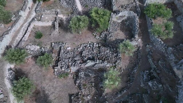 Aerial landscape from a drone of town of Marialva, Portuguese parish of the concelho de M&ecirc;da. Historic Villages. Portugal. Europe
