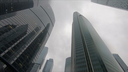 Fototapeta na wymiar Some skyscrapers in Moscow’s fog