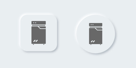 Freezer solid icon in neomorphic design style. Refrigerator signs vector illustration.