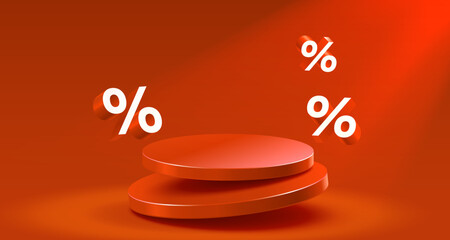 Podium percentage, flyer event product. sale off banner. Vector
