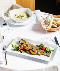 roasted trout with green beans