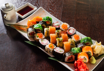 sushi set on the wooden table © Maksim Shebeko