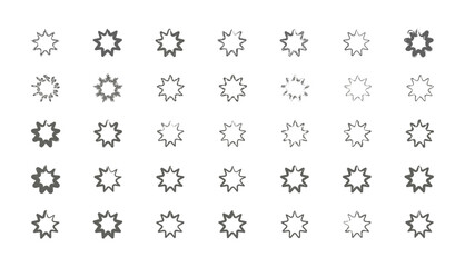 nine pointed stars set of black and white icons