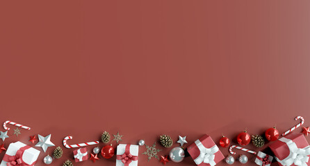 Christmas background with christmas decoration - 3d rendering