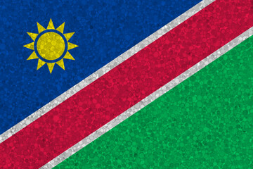 Flag of Namibia on styrofoam texture. national flag painted on the surface of plastic foam