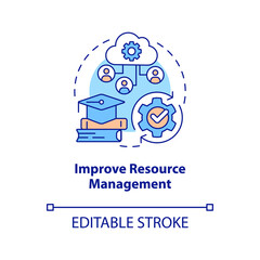Improve resource management concept icon. Benefit of industry specific ERP abstract idea thin line illustration. Isolated outline drawing. Editable stroke. Arial, Myriad Pro-Bold fonts used
