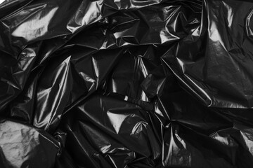 Crumpled Garbage Bag Texture Background, Wrinkled Trash Package Pattern, Used Plastic Bin Bags Mockup